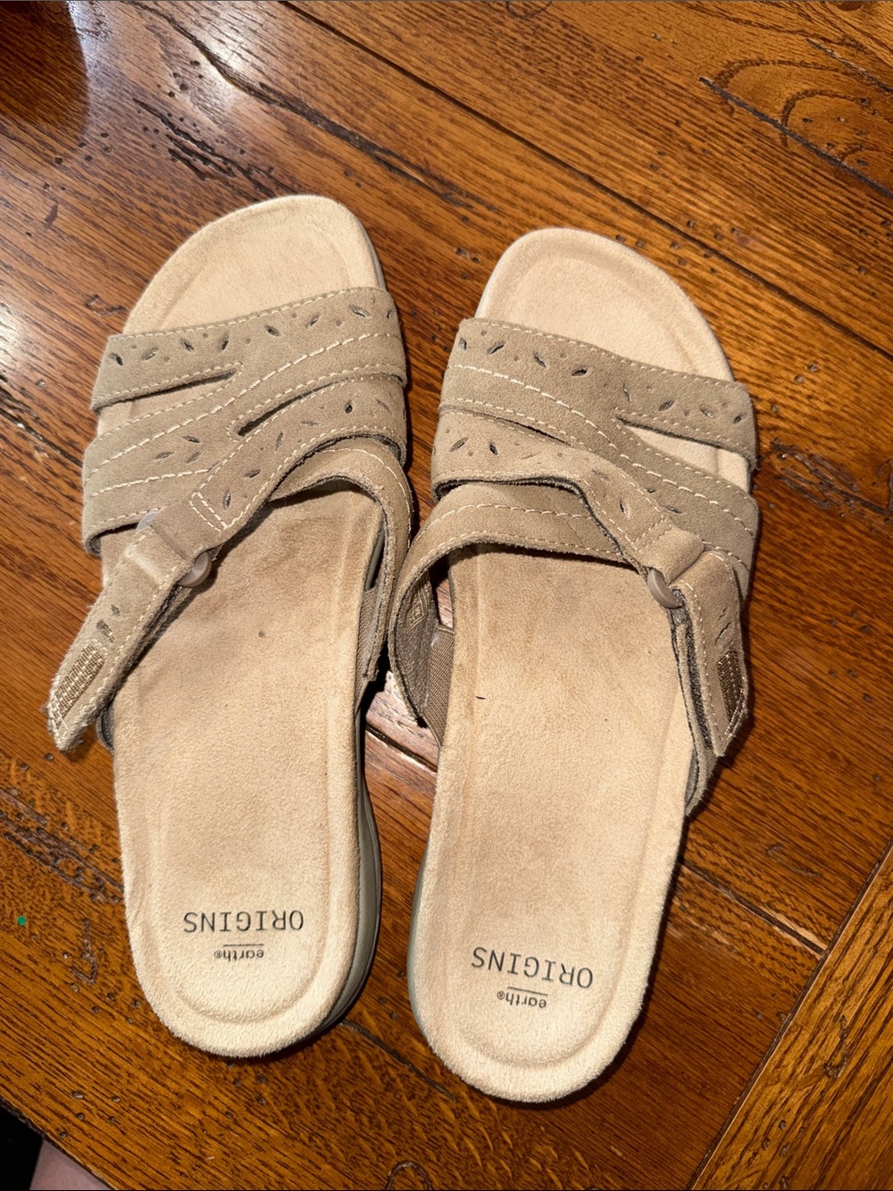 Earth Origins Women's Tan Suede Slide Sandals